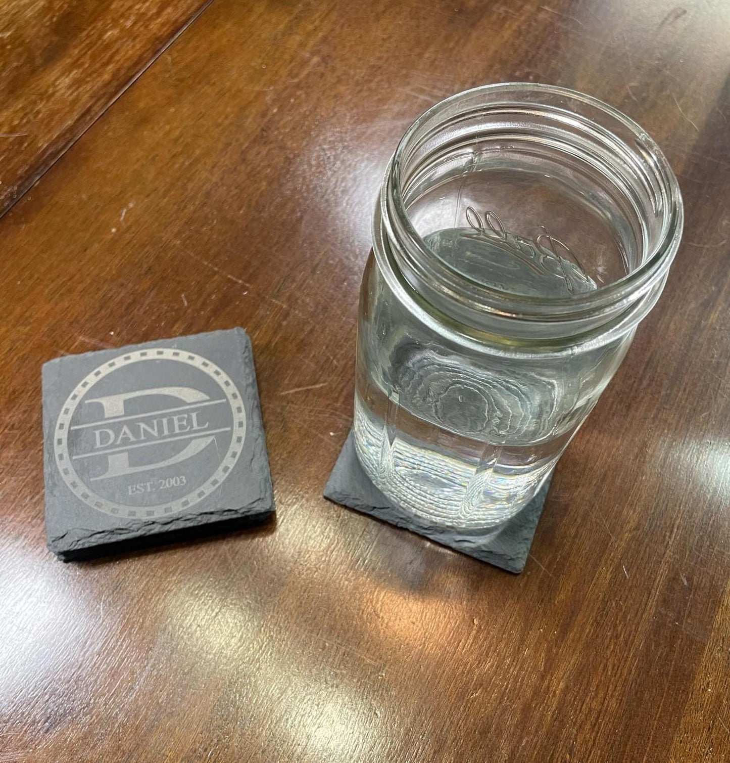 Personalized Engraved Slate Coasters - Custom Name, Monogram - Unique Gift for Weddings, Housewarmings, and Special Occasions - Set of 4
